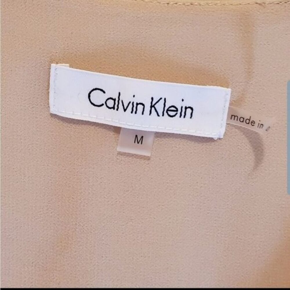 Calvin Klein Blouse M Long Sleeve Sheer Pocket Old Money Quiet Luxury Clean Girl - Picture 6 of 8